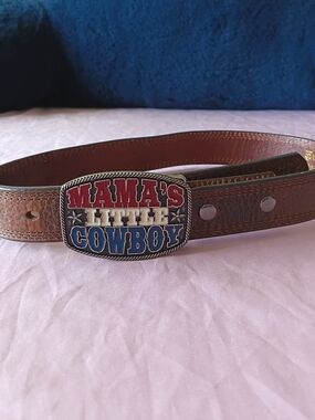 ARIAT A1305802 BOYS LEATHER BROWN BELT with Montana silver smiths buckle